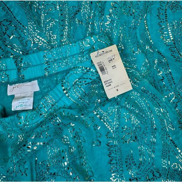 Gottex Vintage Wide Leg Aqua and Gold Paisley Pants size Medium - Picture 8 of 14